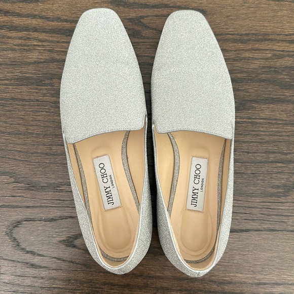 Jimmy Choo Women's Jaida Square Toe Glitter Leather Loafers - Picture 2 of 9